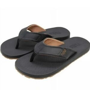 Flojos Black and Tan Men's Flipflop Thong Sandals. Size 10